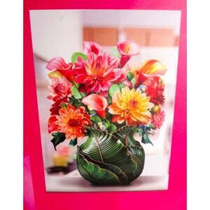 Paeone Pop-up Flower Bouquet Dahlia Paper 12 Inches Tall Valentine's Day